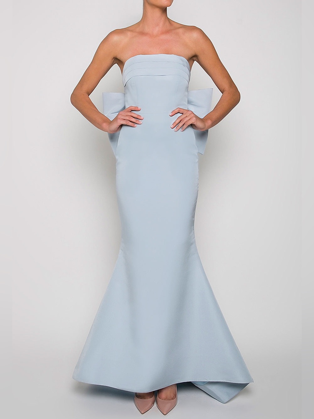 Alexia Maria Signature Collection Margaret Silk Faille Gown Maxi Blue Dress
